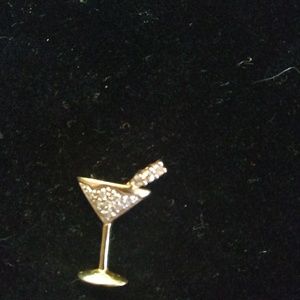 Martini glass 14k gold with diamonds charm